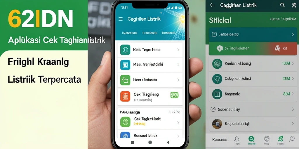 Tampilan utama aplikasi 62IDN untuk cek tagihan listrik.