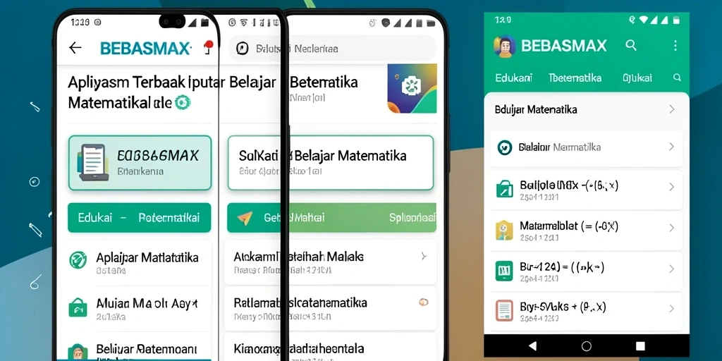 Tampilan antarmuka menarik dari aplikasi BEBASMAX untuk belajar matematika.