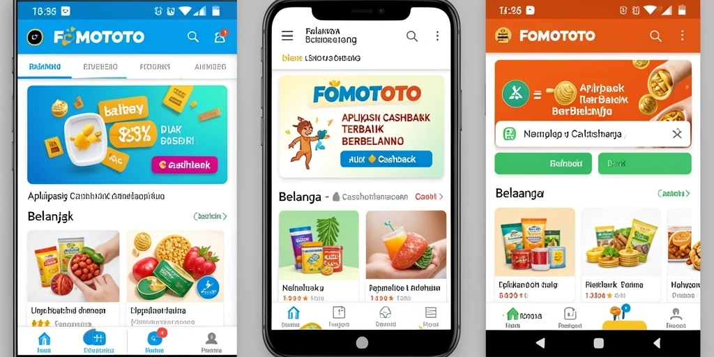 Tampilan antarmuka FOMOTOTO yang ramah pengguna dan fitur cashback.