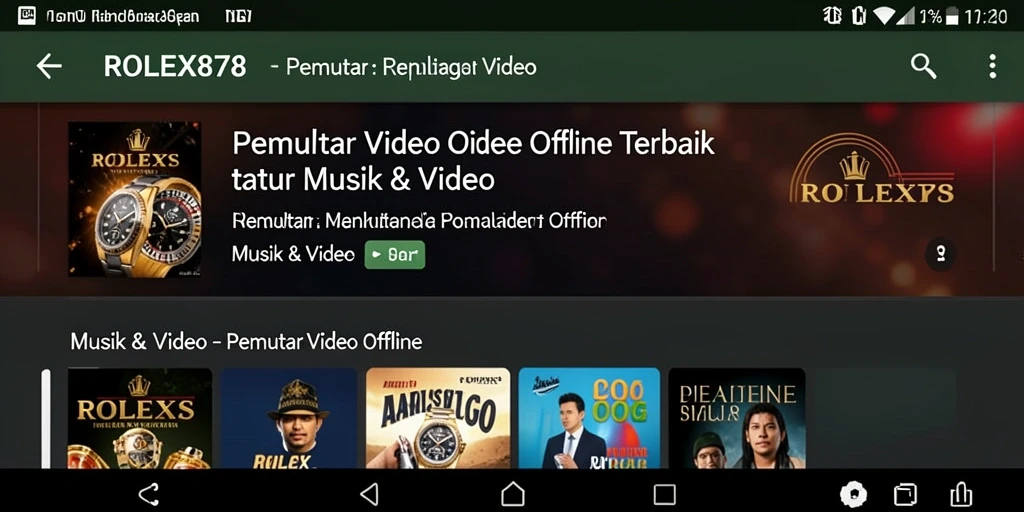 Antarmuka sederhana ROLEX878 untuk Pemutar Video Offline yang nyaman digunakan.