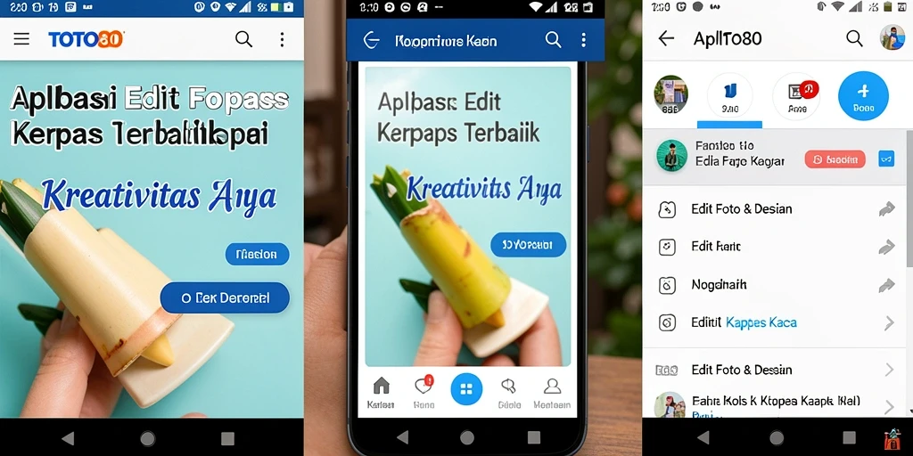 Antarmuka pengguna TOTO80 yang menarik dengan fitur edit foto kertas kaca.